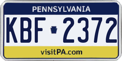 PA license plate KBF2372