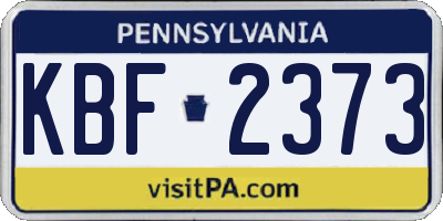 PA license plate KBF2373
