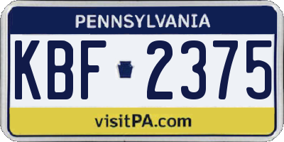 PA license plate KBF2375