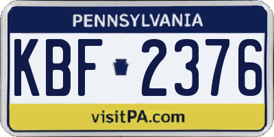 PA license plate KBF2376