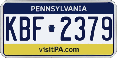 PA license plate KBF2379