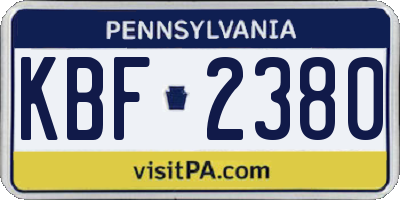 PA license plate KBF2380