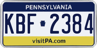 PA license plate KBF2384