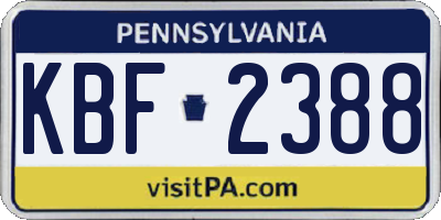 PA license plate KBF2388