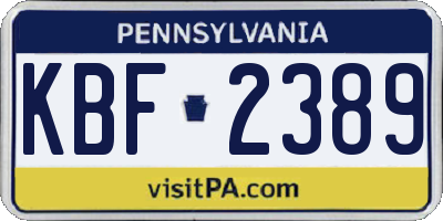 PA license plate KBF2389