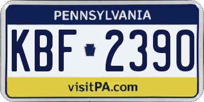 PA license plate KBF2390