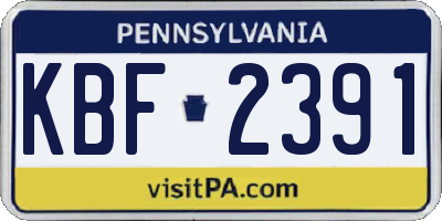 PA license plate KBF2391