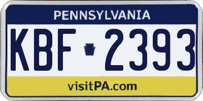 PA license plate KBF2393
