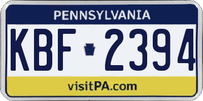 PA license plate KBF2394