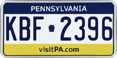 PA license plate KBF2396