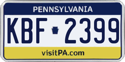 PA license plate KBF2399