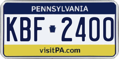 PA license plate KBF2400