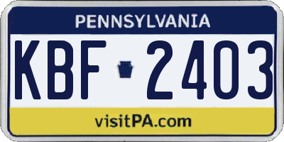 PA license plate KBF2403
