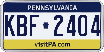 PA license plate KBF2404
