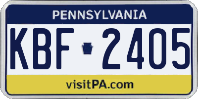 PA license plate KBF2405