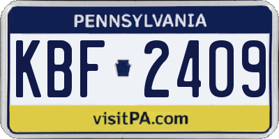 PA license plate KBF2409