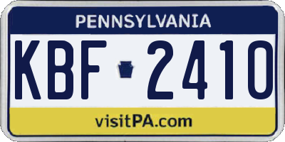 PA license plate KBF2410
