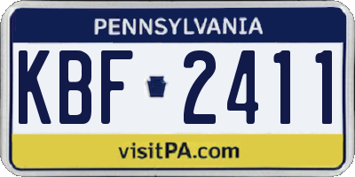 PA license plate KBF2411
