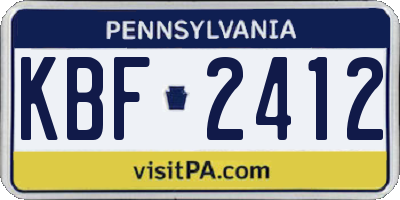 PA license plate KBF2412