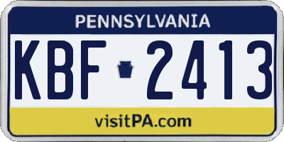 PA license plate KBF2413