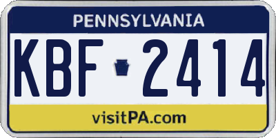 PA license plate KBF2414