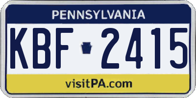 PA license plate KBF2415