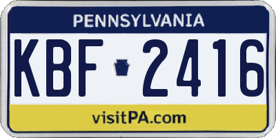 PA license plate KBF2416