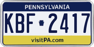 PA license plate KBF2417