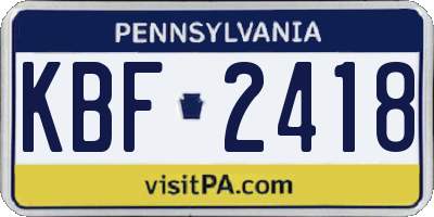 PA license plate KBF2418