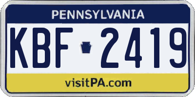 PA license plate KBF2419
