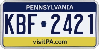 PA license plate KBF2421