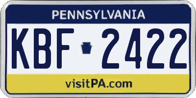PA license plate KBF2422