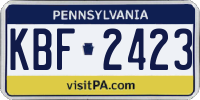 PA license plate KBF2423