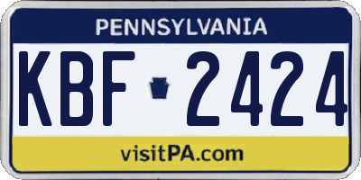 PA license plate KBF2424