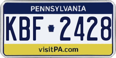 PA license plate KBF2428