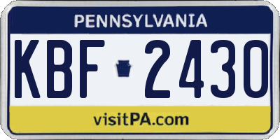 PA license plate KBF2430