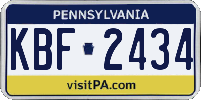 PA license plate KBF2434