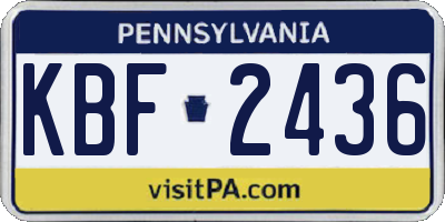 PA license plate KBF2436