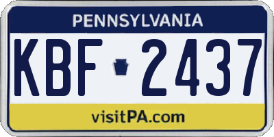 PA license plate KBF2437
