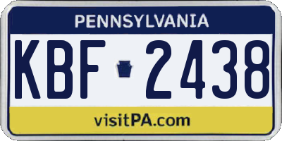 PA license plate KBF2438
