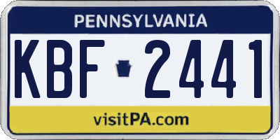 PA license plate KBF2441