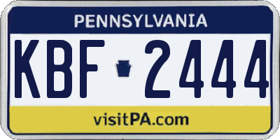 PA license plate KBF2444