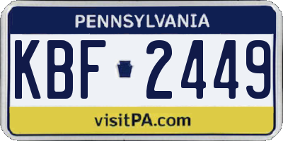 PA license plate KBF2449