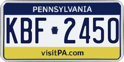 PA license plate KBF2450