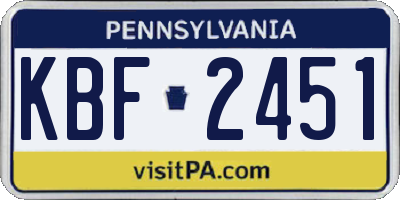 PA license plate KBF2451