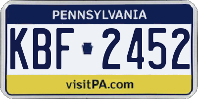 PA license plate KBF2452