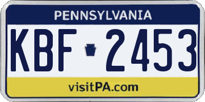 PA license plate KBF2453