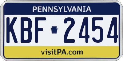PA license plate KBF2454
