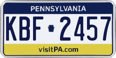PA license plate KBF2457