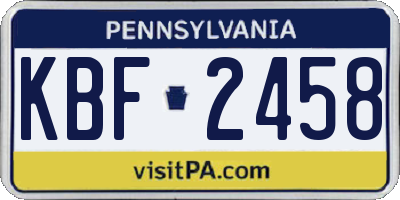 PA license plate KBF2458